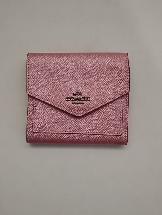 Coach Handbags - Coach Pebbled Leather Small Wallet in Metallic Pink